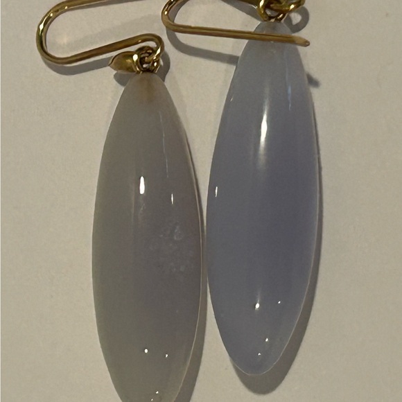 Vintage Ted  Muehling 14K Chalcedony Earrings - Picture 2 of 3